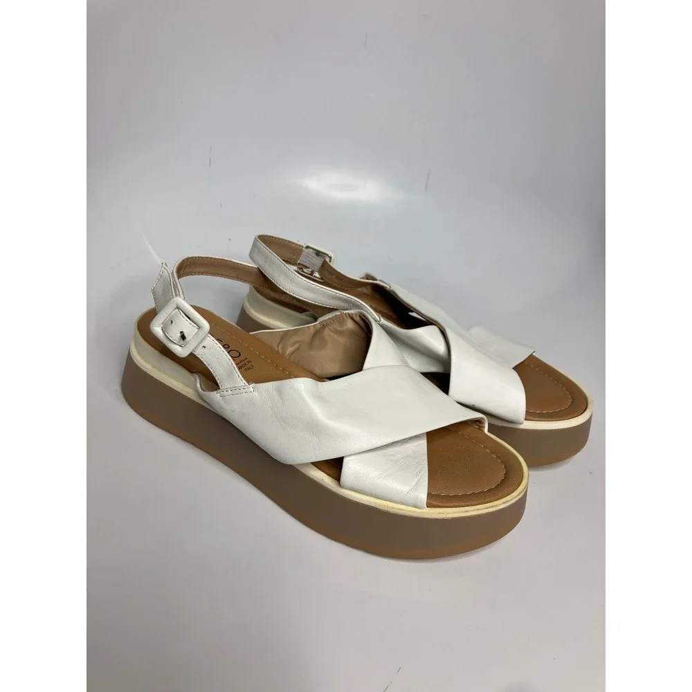 Repo Phil Gatier Platform Sandals Womens 40 White Leather Good Made in Italy